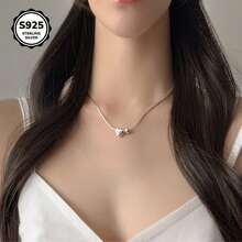 925 Sterling Silver Heart Pendant Necklace, Elegant & Luxury Style For Women, Hypoallergenic, Suitable For Daily Wear And Parties - Silver Heart - View 7