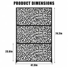 Pantalla de Privacidad Metálica de 74" Alto x 47.2" Ancho con Soporte, Panel Divisor de Habitación Decorativo Exterior, Partición de Patio Libre para Terraza, Balcón y Jardín, Uso Dual Interior y Exterior - Estilo 2 - Ver 2