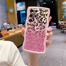 1pc Gradient Leopard Print Shockproof Wavy Phone Case, UV Printed For Galaxy/Infinix/Redmi/OPPO/VIVO/MOTO/Realme Android Models