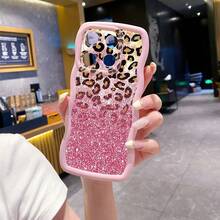 1pc Gradient Leopard Print Shockproof Wavy Phone Case, UV Printed For Galaxy/Infinix/Redmi/OPPO/VIVO/MOTO/Realme Android Models