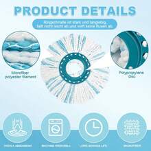 Yuunaie 2/4/5件装加厚柔软超细纤维旋转拖把替换头，兼容Leifheit Clean Twist圆盘拖把，易于组装，深度清洁，可水洗，适用于厨房、浴室地板清洁，返校季必备 - 彩色 - 查看 9