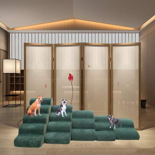 1pc Multi-Color Small Dog Sofa Bed Anti-Slip Pet Stairs, Suitable For Sofa, Bed, Teddy, Small Pets, Elderly Cats And Dogs, Removable Foam Pet Ladder