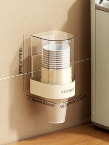 1个桌面一次性纸杯架，无需钻孔，家用收纳盒，商用咖啡厅酒吧餐厅壁挂式纸杯架，饮水机杯架，适用于家庭办公室 - 彩色 - 查看 12