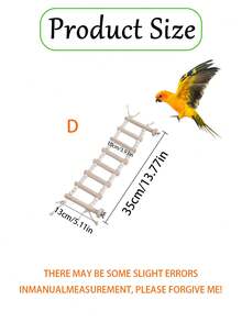 1pc Parrot Rope Climbing Ladder Rotating Perch Wooden Rope Bridge Stand, Educational Bird Supplies, Bird Cage Accessories, Parrot Toy - Rope Ladder - View 10