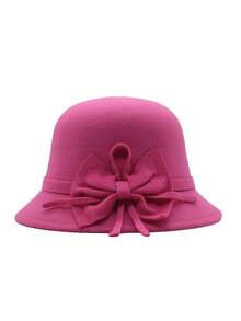 1顶新款秋冬百搭高顶帽，复古蝴蝶结高顶帽，优雅白色天鹅绒渔夫帽，时尚百搭，适合户外活动