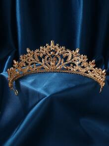 Women's Double Heart Crystal Queen Crown Princess Crown With Comb, Royal Heart Crown, Suitable For Wedding, Christmas, Valentine's Day, Birthday, Party, Prom, Anniversary - Red - View 3