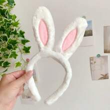 1个可爱蝴蝶结复活节兔子耳朵毛绒发箍，蕾丝洗脸发带，节日女士头饰 - 彩色 - 查看 12