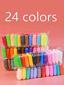 12/24/36/48 块超轻粘土，盒装彩色粘土，手工 DIY 造型粘土套装，太空粘土，雪泥，12/24/36/48 色，多种颜色可选，泡泡粘土，学生艺术创作，快干易塑形，太空泥，易于造型，颜色随机（含 3 把随机刀叉）