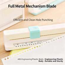 30-Hole Manual Punch - Adjustable Hole Spacing, Suitable For Loose-Leaf Notebooks, Planners, Punching A4/B5/A5/B6/A6/B7/A7 Sizes, Multi-Size Office Paper Punch, ABS + Metal Material, Durable - White - View 3