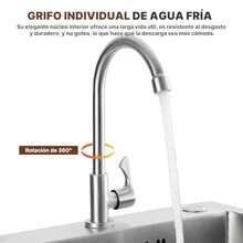 CYTarjas para Cocina Acero Inoxidable MTQ Fregadero de Cocina Tarja con Mueble Tarjas con Grifo y Kit de Drenaje y Instalacion Sink para Cocina Jardín Patio Trasero Garaje o Cuarto de Lavado - Plata - Ver 6
