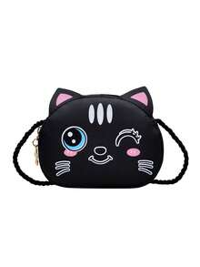 New Expression Kitten Crossbody Bag PU Shoulder Bag Cute Boy's And Girl's Coin Purse