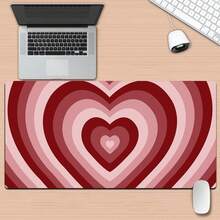 1pc Hypnotic Heart Shaped Pink Gaming Mouse Pad, Non-Slip Washable Rubber Base Large Desk Mat, Office Desk Accessory, Computer Decor, Ideal Gift For Gamers - Extra Long Desk Pad, Fashionable Office Desk Decoration And Study Accessory Mousepad Study Table Mouse Pad For Desk - Multicolor - View 18
