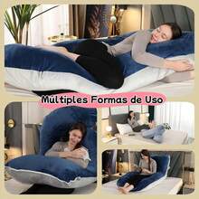 T-FOUR Almohada para el Embarazo,Almohada de Maternidad en Forma de U,Brinda Soporte para Todo el Cuerpo,Múltiples Formas de Uso,Mejor Compañero para Mujeres Embarazadas Descansen.(Gris) - Gris - Ver 6