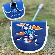 1pc For DF3 Putter Golf Club Head Cover - Magnetic Closure Scratch-Resistant PU Case With Fluffy Lining & Cute Cartoon Design, Blue Club Head (Compatible With DF3 Putter Model) - Multicolor - View 1