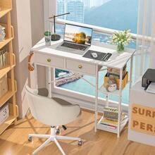 White Computer Desk, 36 Inch Small Desk With Drawers, Home Office Desk With Storage Shelves For Bedroom, Living Room, Dorm, Vanity Desk For Small Spaces, White - White - View 4