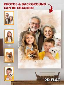 Colaj foto de familie personalizat pe pânză, fuziune realistă a diferitelor fotografii, adăugarea celor dragi decedați la fotografii, adăugarea altora la fotografii, portret de familie, portret memorial - După cum se arată - Vizualizare 13