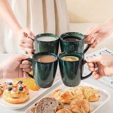 vancasso 4-Piece Green Stoneware Coffee Mug Set, 480ml Glazed Coffee Cups - màu xanh lá - Xem 4