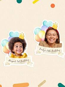 12/24/36/48pcs Birthday Stickers | Personalized Birthday Stickers | Customized Children's Birthday Stickers | Birthday Party Favors Stickers | Party Favors || Customized Sticker Sheets, Customized Stickers, 21st, 30th, 50th, 60th Birthday, Halloween, Autumn, Personalized - Multicolor - View 2