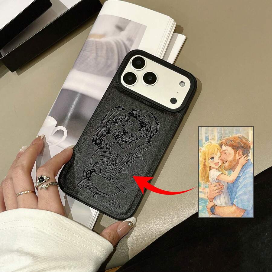 Personalized Custom Line Drawing Design Lychee Pattern Phone Case Compatible With Iphone 17 16 15 14 13 12 11 Pro Max And Plus Series Lens Protection Against Drops And Wear UV Printing Process A Handwriting Brush Style A Perfect Gift For Birthday And The Anniversary Day