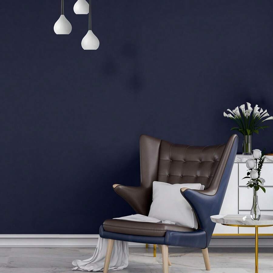 1卷深蓝色自粘PVC墙纸 - 可移除哑光贴纸，适用于厨房、卧室、客厅台面和家具翻新，家居装饰贴纸，让您的家焕然一新