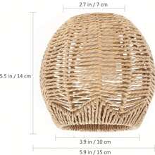 2个波西米亚风藤编灯罩 - 5.89英寸 x 5.51英寸，天然米色编织设计，适用于家居、咖啡馆和茶馆装饰，无需电源或电池，藤编灯罩，藤编装饰灯罩 - 棕色 - 查看 5
