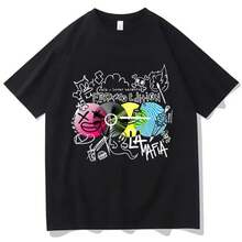 Camisetas divertidas de dibujos animados Ferxxoo Feid, sudadera gráfica retro para hombres/mujeres, camiseta de algodón vintage de verano, camisetas unisex, tops clásicos - Negro - Ver 1