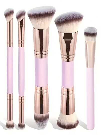 5支专业化妆刷套装，包含面部刷、眼部刷、眉刷、腮红刷、高光刷，刷毛柔软，便携旅行化妆刷，化妆工具，化妆品品牌，面部彩绘，适合女性/女孩，秋冬季节完美之选，Y2K时尚，生日、情人节礼物佳选，派对必备，最佳配色