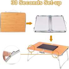 Foldable Laptop Table For Bed Lightweight Breakfast Bed Tray Portable Mini Picnic Storage Space Standing Holder, Folding Leg Desk Notebook Lap Table For Reading - Mustard Yellow - View 6