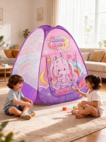 1pc/Set Children's Pop-Up Play Tent, Cute Elephant Pattern, Party Favor Set, Portable Foldable Breathable Indoor/Outdoor Kids Playhouse Toy, Easy Storage, Suitable For Boys & Girls, Children Can Create Their Own Space, Best Christmas & Halloween Gift, Ideal For Various Holiday Parties & Activities