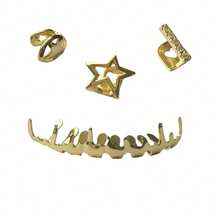 1 Set 5-Pointed Star Combo Zirconia Stone & Asymmetrical Thin Slice Teardrop Shaped Hip Hop Tooth Jewelry Set, Unisex, Gift For Valentine's Day, Party, Everyday Wear - Multicolor - View 12