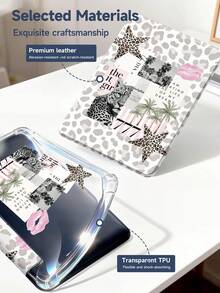 11-Inch Leopard Print, Star, And Palm Tree Pattern Tablet Case Compatible With IPad Air M3 2025/M2 2024, Compatible With IPad Air 5th Gen 2022, Compatible With IPad (A16) 11-Inch 11th Gen 2025, Galaxy Tab, Kindle Paperwhite 12th Gen 2024. Clear Back Panel, Fashionable Pattern Protection Case With Auto Sleep/Wake Function And Air Cushion Protection, Suitable For Gifts And Office Use. - Silver - View 10
