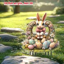 Acrylic Horseshoe Easter Eggs Rabbit Garden Stakes Outdoor Lawn Decor - Multicolor - View 4