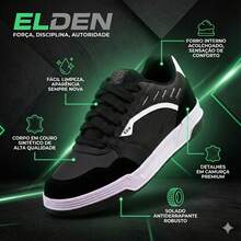 Elden Men's Casual Street Skate Original Comfortable Streetwear Sneakers E2202 - 黑與白 - 查看 2