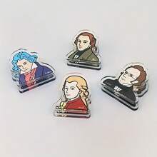 1pc/4pcs Musician Sheet Music Clips Acrylic Mini Clips For Music Lovers, Essential Mini Sheet Music Holders For Classical Musicians. Cute Musical Note Stationery With Mozart And Schubert Designs. Transparent Sheet Music Clips, Piano And Guitar Score