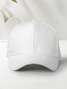1pc Unisex Y2K Style Solid Color Adjustable Size Breathable Baseball Cap, Fashionable & Versatile For Outdoor Casual Wear - White - View 8