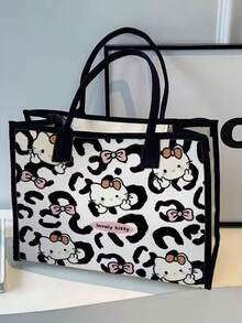 SANRIO 高品質卡通小貓單肩包，大容量學生帆布托特包，通勤手提包，女性必備戶外收納包 - 彩色 - 查看 9