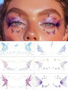 6 Tờ Hình Xăm Bướm Lấp Lánh Hình Xăm Tiên Dễ Thương Chống Nước Miếng Dán Trang Điểm Lấp Lánh Nhiều Màu Sắc Cho Ngày Valentine Tiệc Hè Hẹn Hò Lễ Hội Lễ Phục Sinh Phụ Kiện Cosplay - Nhiều màu - Xem 10