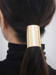 1pc/2pcs Fashionable Half-Pack Ponytail Holder Decorative Hair Tie With Thick Metal Hair Clip, Ladies Accessory, Half-Open Metal Hair Clip And Semi-Circular Hook Clip, Gold, Claw Clips, Hair Slide, Hair Barrettes, Hair Accessories For Women, Head Accessories - Multicolor - View 1