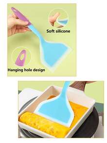 1个半透明宽口硅胶铲，玉形铲，耐高温不粘锅，多用途 - 煎饼、炒菜、煎蛋，厨房小工具 - 彩色 - 查看 6