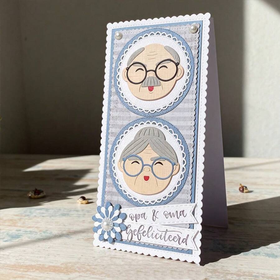 Creative Elderly Couple Metal Cutting Dies, DIY Scrapbooking Album And Embossing Stencil, Greeting Card Making Tool, Card Paper Cutting Crafts ,Gift Card Making Template Die Cuts. - Silver - View 1