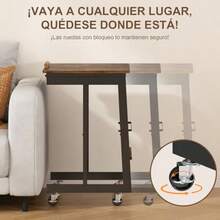 Escritorio Movil Inclinable Ajustable con Almacenamiento Inteligente Mesa Auxiliar con Ruedas Fácil de Montar Ideal para Oficina Escritorio Portátil - Marrn - Ver 4