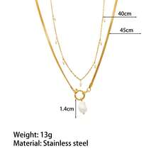 Fashionable Luxury Design Romantic Stackable Pearl Necklace, 18K Gold Plated Stainless Steel, Elegant Jewelry Gift For Valentine's Day - Gold - View 3