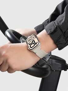 1pc Men Women Starlight Color Fashionable Silicone Sports Watch Band Soft Waterproof Wave Sport Wristband, For Apple Watch Strap 38/40/41/42/44/45/46/49mm, For Apple Watch Series Ultra/SE/11/10/9/8/7/6/5/4/3/2/1, Intelligent Watch Accessories - Starlight Color (no Watch) - View 3