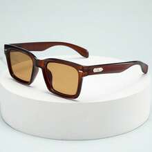 1pc Men's Retro Square Frame High-Quality Minimalist Business Fashion Glasses, Suitable For Parties, Casual, Travel, And Daily Wear - Tea Frame Tea Color Piece - View 6