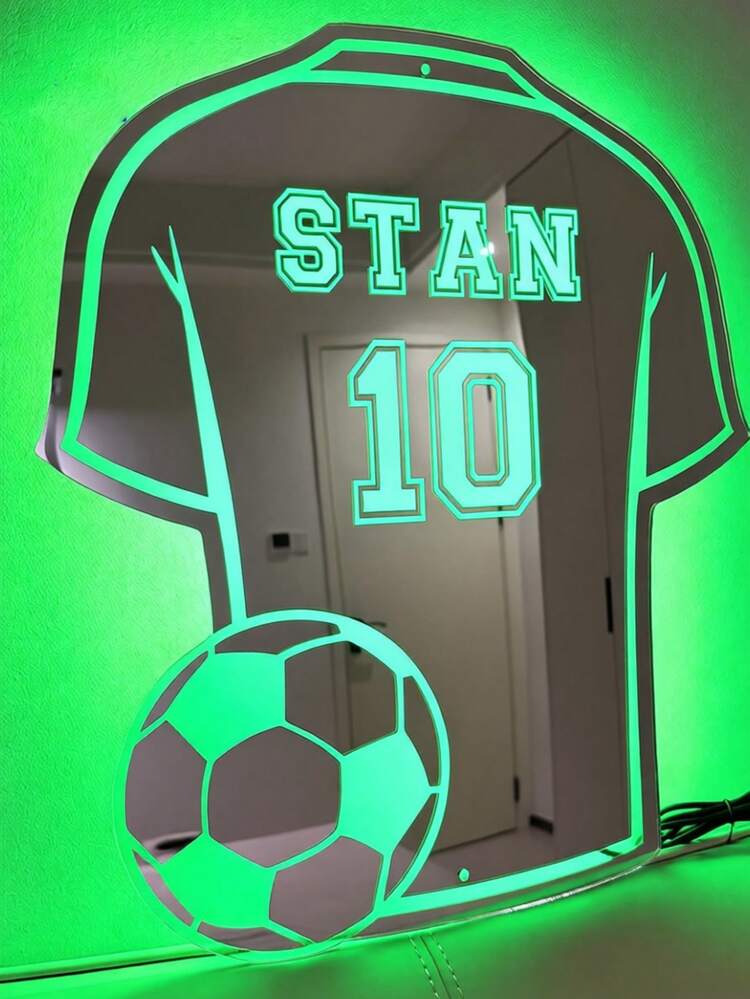 Customized Name LED Neon Light - USB Powered, Personalized Mirror, Customizable Name And Numbers, Personalized Football LED Light, 12 Colors, With Remote Control, Suitable For Bedroom And Living Room Decor, Birthday Party, Football Fans Personalized Mirror, Perfect Holiday Decor, Ideal Gift For Children - Multicolor - View 5