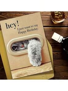 1pc Unique Cat Birthday Card, Best Gift For Family And Friends, Happy Birthday Card With Envelope, Unusual Things, Cute Aesthetic Items - 賀卡+信封 - 查看 8