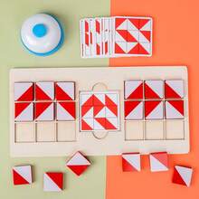 木制配对积木拼图积木玩具，益智木制拼图玩具，适合儿童 - 彩色 - 查看 7