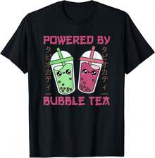 Powered by bubble tea - Japanese retro 90s kawaii T-Shirt - Negro - Ver 1