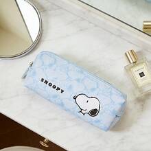 Miniso Snoopy Series Long Cosmetic Bag, Full-Print Cartoon Pattern, Waterproof & Wear-Resistant Fabric, Portable Zipper Design, Makeup Tool Storage & Daily Travel Carry Bag(1 PC) - Baby Blue - View 4