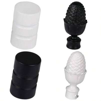 Curtain, Curtain Rod Finials 8mm Pole Covers Pack Of 4 White And Black Multiple SizesWhite L